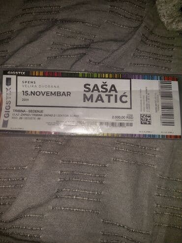 Ulaznica za koncert: Saša Matić - Mesto: SPENS, Velika dvorana (Novi at lalafo.rs Ulaznica za koncert: Saša Matić - Mesto: SPENS, Velika dvorana (Novi