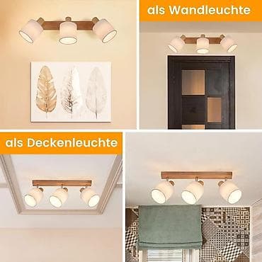 Drvena plafonska/ zidna spot lampa sa 3 rotaciona reflektora - na lalafo.rs — 5 Drvena plafonska/ zidna spot lampa sa 3 rotaciona reflektora - — 5