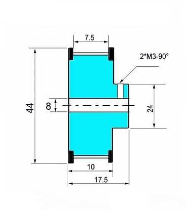 Aluminijumska GT2 remenica – 60 zuba, širina remena 8 mm Tehničke na lalafo.rs Aluminijumska GT2 remenica – 60 zuba, širina remena 8 mm Tehničke