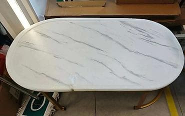 Stilski klub stolovi: Elegantan ovalni klub sto sa efektom mermera - Ploča: bela sa sivim na lalafo.rs — 7 Stilski klub stolovi: Elegantan ovalni klub sto sa efektom mermera - Ploča: bela sa sivim — 7