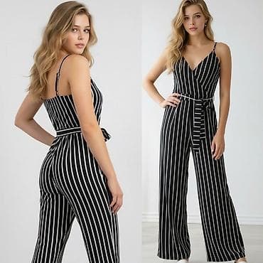 Overalls: Ženski kombinezon na pruge - Model: dugi kombinezon sa širokim at lalafo.rs — 1 Overalls: Ženski kombinezon na pruge - Model: dugi kombinezon sa širokim — 1