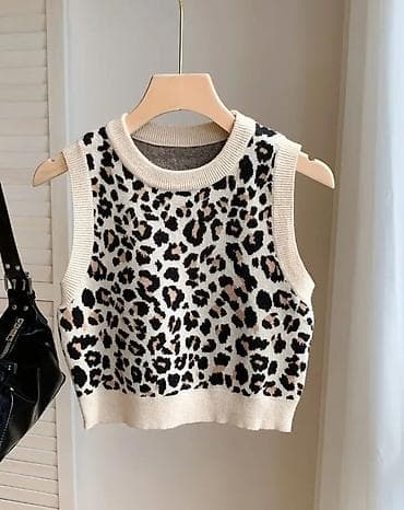 Ženski pleteni prsluk bez rukava sa leopard printom. VEL. L - Kroj na lalafo.rs — 3 Ženski pleteni prsluk bez rukava sa leopard printom. VEL. L - Kroj — 3