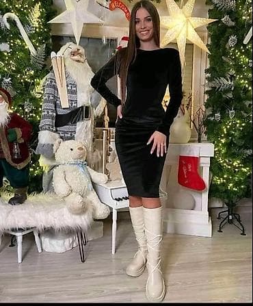 Baršunasta uska haljina sa dugim rukavima - Materijal: mekani baršun na lalafo.rs — 2 Baršunasta uska haljina sa dugim rukavima - Materijal: mekani baršun — 2