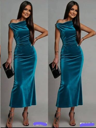 Elegantna večernja haljina od baršuna - Model: asimetrično rame na lalafo.rs Elegantna večernja haljina od baršuna - Model: asimetrično rame