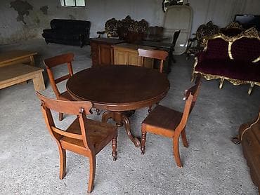 cepaci za drva: Okrugli drveni trpezarijski sto sa 4 stolice – klasični stil - na lalafo.rs — 6 cepaci za drva: Okrugli drveni trpezarijski sto sa 4 stolice – klasični stil - — 6