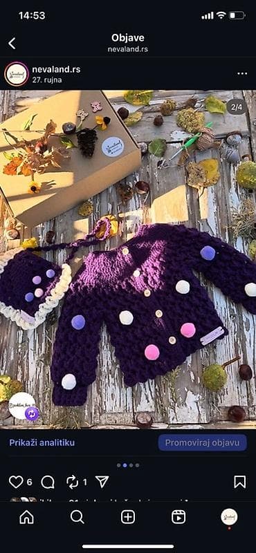 Ručno rađen dečji komplet – heklani džemperić i tašnica - Boja na lalafo.rs — 2 Ručno rađen dečji komplet – heklani džemperić i tašnica - Boja — 2