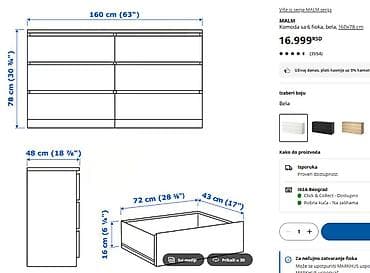 Furniture: Ikea Malm komoda sa 6 fioka at lalafo.rs — 3 Furniture: Ikea Malm komoda sa 6 fioka — 3