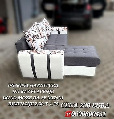 Ugaona garnitura na razvlačenje - Dimenzije: 2.50 x 1.50 m - na lalafo.rs — 5 Ugaona garnitura na razvlačenje - Dimenzije: 2.50 x 1.50 m - — 5