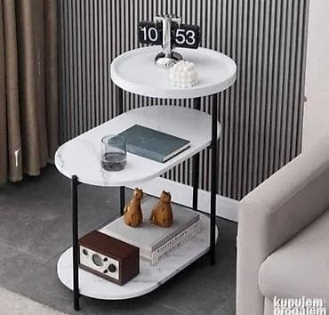 Troslojni pomoćni stočić za dnevnu sobu - Dizajn sa 3 police: gornja na lalafo.rs — 2 Troslojni pomoćni stočić za dnevnu sobu - Dizajn sa 3 police: gornja — 2