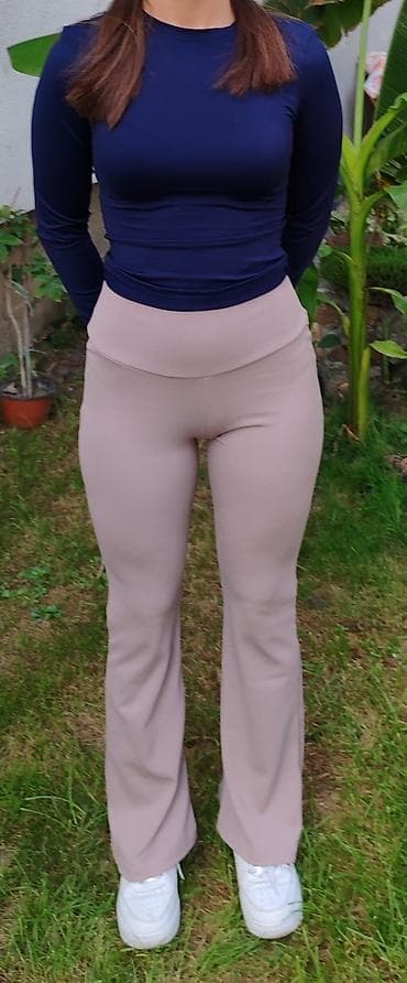 Ženske rebraste helanke/pantalone sa visokim strukom - Boja na lalafo.rs — 1 Ženske rebraste helanke/pantalone sa visokim strukom - Boja — 1