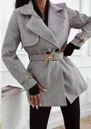 Ženski strukirani kaput s pojasom - Model do sredine butina, sa na lalafo.rs — 2 Ženski strukirani kaput s pojasom - Model do sredine butina, sa — 2