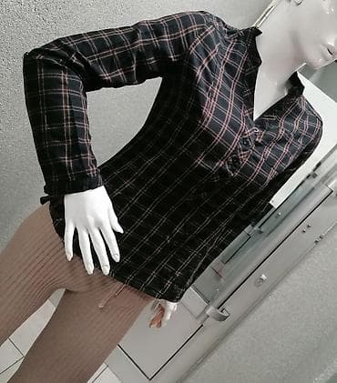 Ženska karirana košulja/bluza dugih rukava - Crna osnova sa sitnim na lalafo.rs — 3 Ženska karirana košulja/bluza dugih rukava - Crna osnova sa sitnim — 3