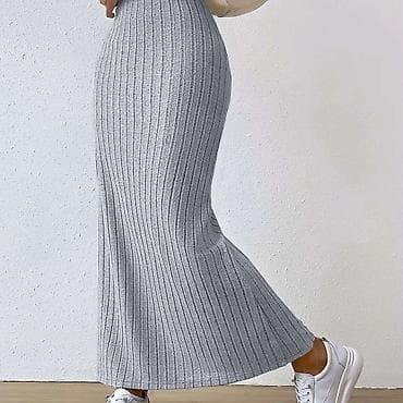 Rebrasta pletena maxi suknja sa prorezom S, M, L, XL, XL2, XL3 - na lalafo.rs — 6 Rebrasta pletena maxi suknja sa prorezom S, M, L, XL, XL2, XL3 - — 6