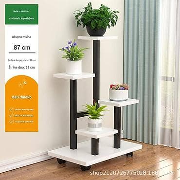 Polica/postolje za saksije sa točkićima – crni okvir, toplo bela na lalafo.rs Polica/postolje za saksije sa točkićima – crni okvir, toplo bela