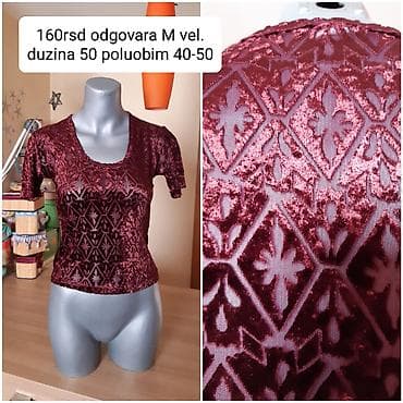 Bordo somot/blendan top sa kratkim rukavima i izrezom u obliku lađe na lalafo.rs Bordo somot/blendan top sa kratkim rukavima i izrezom u obliku lađe