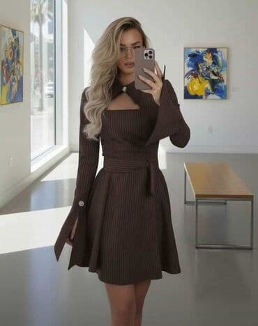 💫Elegantna prugasta haljina sa pojasom i efektnim detaljima ✅ Cena na lalafo.rs 💫Elegantna prugasta haljina sa pojasom i efektnim detaljima ✅ Cena