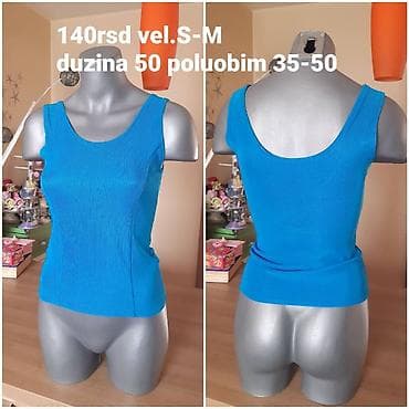 Plavi ženski rebrasti top bez rukava. - Veličina: S–M - Dužina: 50 cm na lalafo.rs — 1 Plavi ženski rebrasti top bez rukava. - Veličina: S–M - Dužina: 50 cm — 1