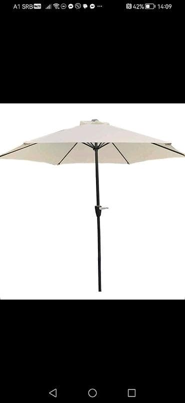 Baštenski suncobran sa bež platnom, idealan za zaštitu od sunca u na lalafo.rs — 2 Baštenski suncobran sa bež platnom, idealan za zaštitu od sunca u — 2