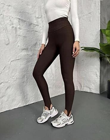 Ženske helanke – visoki struk, tamno braon velicine S M L - Model na lalafo.rs — 1 Ženske helanke – visoki struk, tamno braon velicine S M L - Model — 1