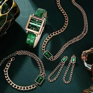 Elegantni set nakita sa satom – zelena/pozlata Sadržaj seta: - Ručni na lalafo.rs — 2 Elegantni set nakita sa satom – zelena/pozlata Sadržaj seta: - Ručni — 2