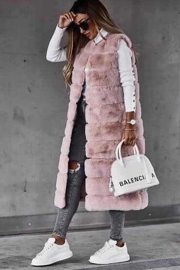 Duga ženska prsluk-jakna od veštačkog krzna, model bez rukava, sa na lalafo.rs Duga ženska prsluk-jakna od veštačkog krzna, model bez rukava, sa