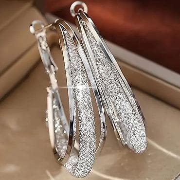 Troslojne minđuše – elegantni kružni dizajn - Materijal: legura sa na lalafo.rs — 2 Troslojne minđuše – elegantni kružni dizajn - Materijal: legura sa — 2