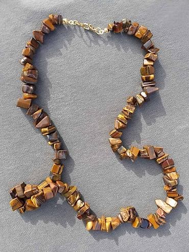 Ogrlica Tigrovo Oko – krupnije perle, poludragi kamen - Materijal na lalafo.rs — 2 Ogrlica Tigrovo Oko – krupnije perle, poludragi kamen - Materijal — 2