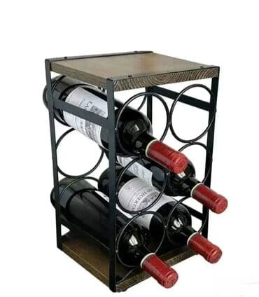 Metalna polica za piće – drveni stalak za flaše (6 kom) Elegantni na lalafo.rs Metalna polica za piće – drveni stalak za flaše (6 kom) Elegantni