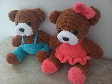 Heklani plišani medvedići - Materijal: mekana, baršunasta pliš pređa; na lalafo.rs — 4 Heklani plišani medvedići - Materijal: mekana, baršunasta pliš pređa; — 4