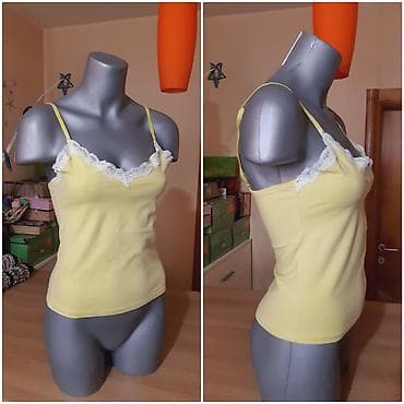 Ženski top/majica na bretele Atlantic - Boja: svetložuta - Model na lalafo.rs — 3 Ženski top/majica na bretele Atlantic - Boja: svetložuta - Model — 3