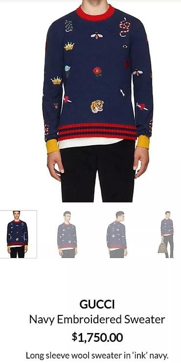 GUCCI original muski džemper vuneni, teget plave boje sa aplikacijama na lalafo.rs — 6 GUCCI original muski džemper vuneni, teget plave boje sa aplikacijama — 6