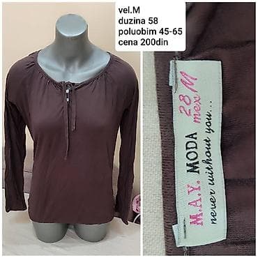 Majica/bluza M.A.Y. MODA - Boja: tamno braon - Veličina: M - Dužina na lalafo.rs — 1 Majica/bluza M.A.Y. MODA - Boja: tamno braon - Veličina: M - Dužina — 1