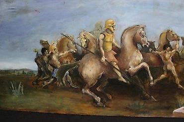 SLIKA PRIPREMA ZA JURIŠ, 53 X 154, ULJE NA ŠPERPLOČI | Slika na lalafo.rs SLIKA PRIPREMA ZA JURIŠ, 53 X 154, ULJE NA ŠPERPLOČI | Slika