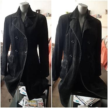 pantalone butiku ali: Ženski kaput od somota (rebrasti, kord) u crnoj boji, dvoredno na lalafo.rs — 2 pantalone butiku ali: Ženski kaput od somota (rebrasti, kord) u crnoj boji, dvoredno — 2