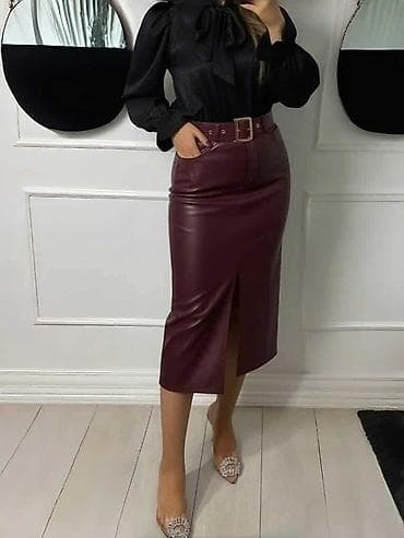 ✅Ženska midi suknja od eko kože sa kaišem - Kroj: uska pencil na lalafo.rs — 2 ✅Ženska midi suknja od eko kože sa kaišem - Kroj: uska pencil — 2