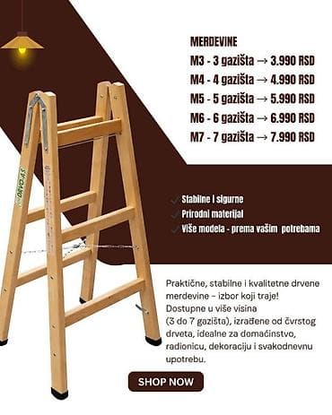 Drvene merdevine više dimenzija ОPIS Sigurnost i preciznost na dohvat na lalafo.rs — 1 Drvene merdevine više dimenzija ОPIS Sigurnost i preciznost na dohvat — 1