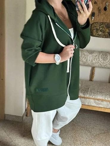 Ženska oversized dukserica/duksi jakna sa kapuljačom i rajsferšlusom at lalafo.rs — 3 Ženska oversized dukserica/duksi jakna sa kapuljačom i rajsferšlusom — 3