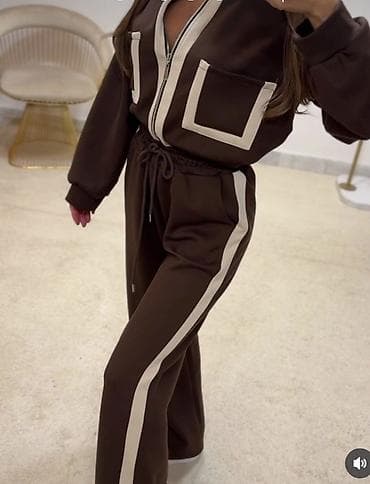 pantalone gina benotti: Ženski komplet trenerke – tamno braon sa bež detaljima. - Gornji deo na lalafo.rs — 5 pantalone gina benotti: Ženski komplet trenerke – tamno braon sa bež detaljima. - Gornji deo — 5