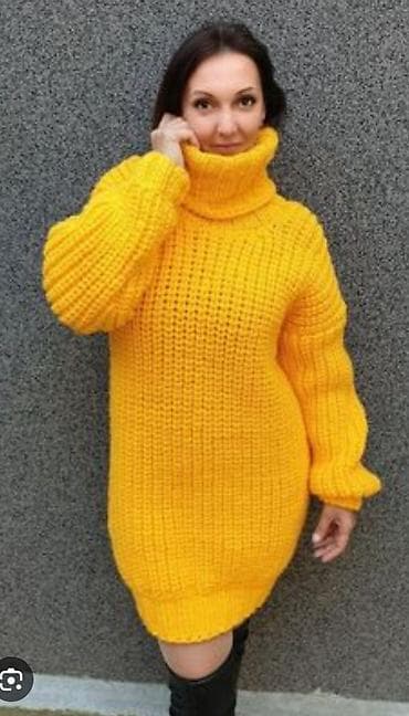 Žuta pletena haljina-džemper sa rol kragnom - Topla, mekana pletenina at lalafo.rs — 1 Žuta pletena haljina-džemper sa rol kragnom - Topla, mekana pletenina — 1