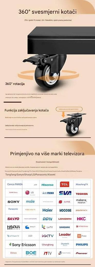 Mobilni podni nosač za TV sa policom - Univerzalni stalak na lalafo.rs — 3 Mobilni podni nosač za TV sa policom - Univerzalni stalak — 3