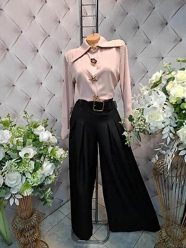 Elegantna ženska kombinacija – košulja i pantalone širokog kroja na lalafo.rs Elegantna ženska kombinacija – košulja i pantalone širokog kroja