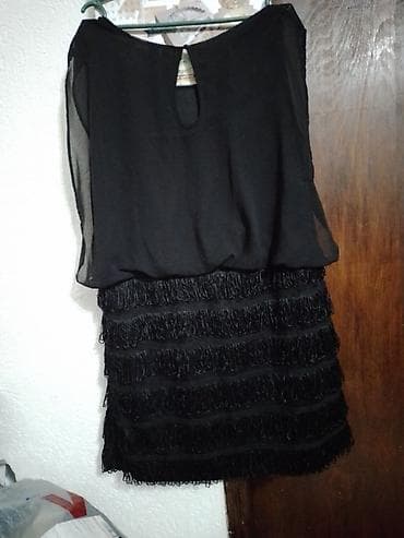 Elegantna crna haljina - Gornji deo: lagani, prozračni šifon sa na lalafo.rs — 1 Elegantna crna haljina - Gornji deo: lagani, prozračni šifon sa — 1