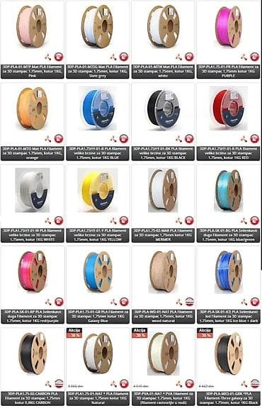 PLA filament za 3D štampače – 1,75 mm, kotur 1 kg - Materijal: PLA na lalafo.rs PLA filament za 3D štampače – 1,75 mm, kotur 1 kg - Materijal: PLA