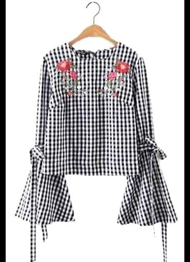 Ženska bluza STRADIVARIUS sa kariranim dezenom (crno-bela gingham) na lalafo.rs Ženska bluza STRADIVARIUS sa kariranim dezenom (crno-bela gingham)