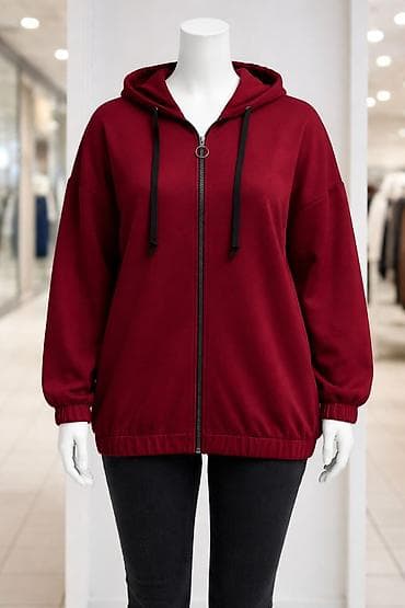 Ženska tanka jakna sa kapuljačom, tamnocrvena (bordo) boja. - Model na lalafo.rs Ženska tanka jakna sa kapuljačom, tamnocrvena (bordo) boja. - Model