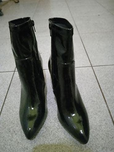 Ženske čizme do članaka – lak crna koža/eko koža, špicast vrh, blok at lalafo.rs — 3 Ženske čizme do članaka – lak crna koža/eko koža, špicast vrh, blok — 3