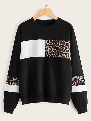 Women's Sweatshirts: Tunika crna sa belim i leopard detaljima at lalafo.rs — 1 Women's Sweatshirts: Tunika crna sa belim i leopard detaljima — 1
