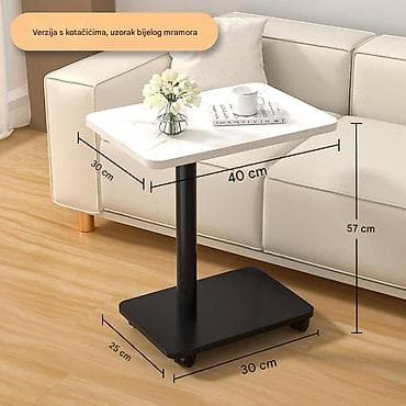 Pomoćni stočić na točkićima – uzorak belog mermera - Gornja ploča: 40 na lalafo.rs Pomoćni stočić na točkićima – uzorak belog mermera - Gornja ploča: 40