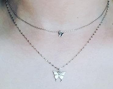Dupla ogrlica sa leptirićima, sterling 925 na lalafo.rs Dupla ogrlica sa leptirićima, sterling 925