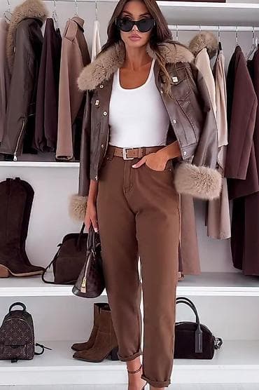 Ženska kožna jakna sa krznom – kraći model - Materijal: glatka na lalafo.rs — 4 Ženska kožna jakna sa krznom – kraći model - Materijal: glatka — 4